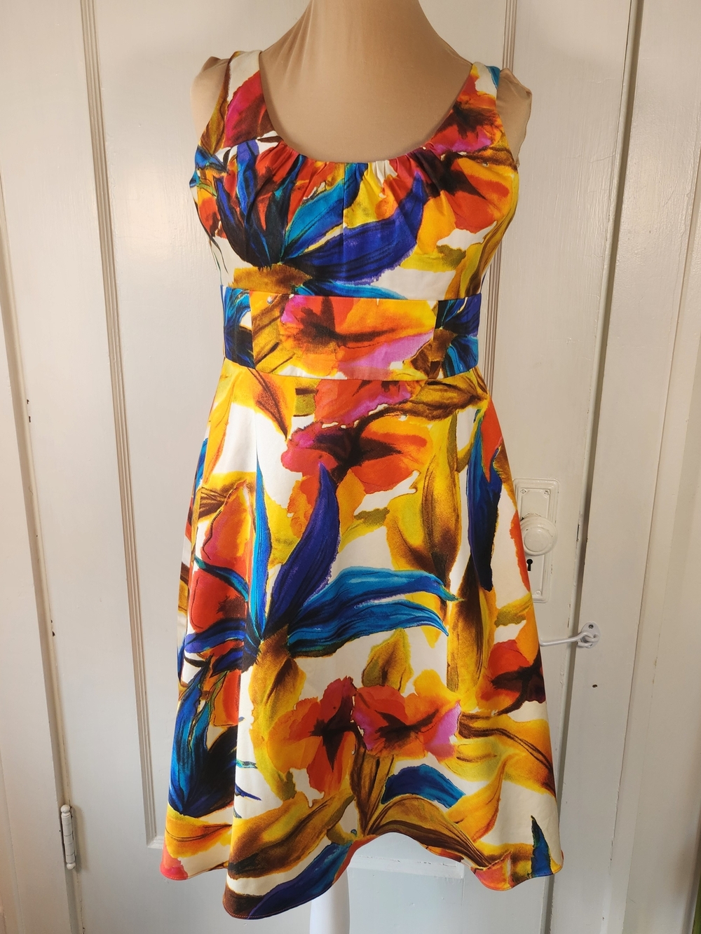 Evan Picone Sz 12 Tropical Floral Fit & Flare Dress